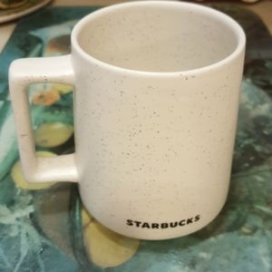 Starbucks Mug, specks, wide bottom, square hndl